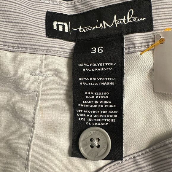 Travis Mathew Golf Shorts Mens 36 Blue Micro Stripe Active Stretch - Picture 5 of 5